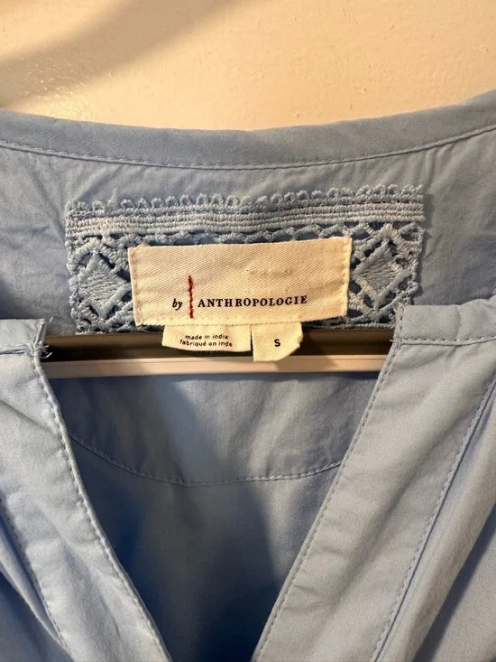 Anthropologie Light Blue Embroidered Maxi Dress - Picture 2 of 6